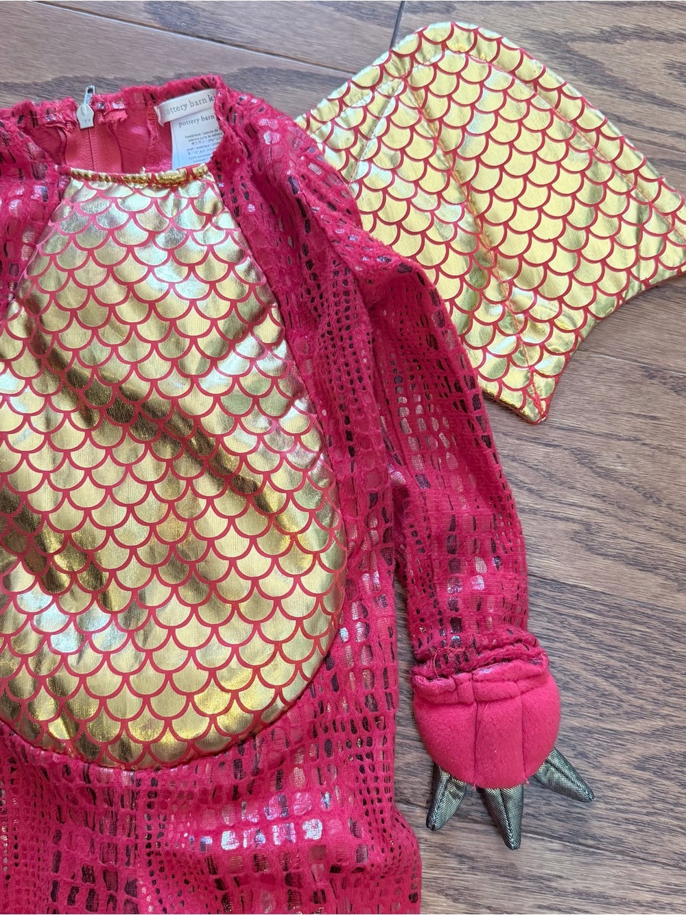 Pottery Barn Kids Red and Gold Dragon Costume with Wings bodysuit - Picture 4 of 8